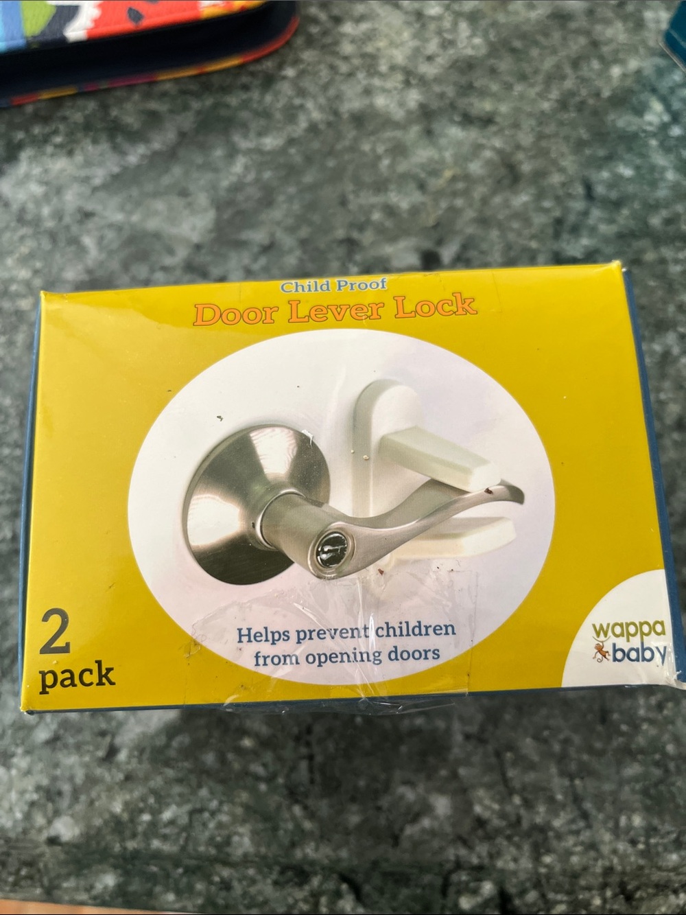Child Proof Door Lever Lock - Yellow Pack (2 Pack)